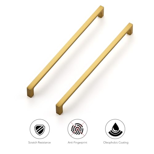 Ravinte Brushed Brass Solid Pulls Cabinet Handles 10 Inch 10 Pack - size: 10 Inch Hole Center