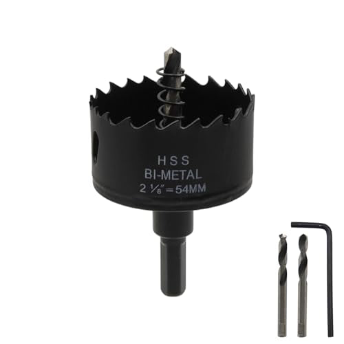2-1/8" Hole Saw Drill Hole Cutter BI-Metal Hole Saw for Thin Metal, Drywall, Plastic and Wood - 2pcs - color: black, size: 2-1/8" (54mm)