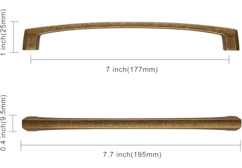 Asidrama 10 Pack 7 inch Antique Brass Kitchen Cabinet Handles - color: Antique Brass, size: 7" Hole Center(177mm)