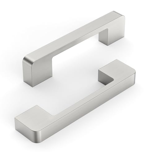Brushed Satin Nickel Cabinet Pulls and Handles, 3.75 Inch, 10 Pack - color: Brushed Satin Nickel, size: 3.75"/96MM Hole Center