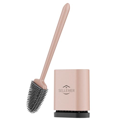 Sellemer Silicone Toilet Brush, Ventilation Slots Holder 1 Pack, Rose Gold - color: Rose Gold-1pcs