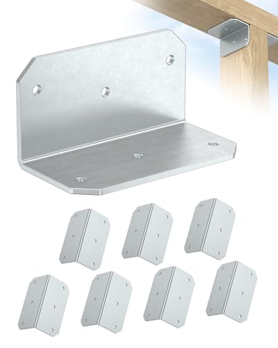 4 Inch L Bracket Corner Brace, 90° Angle Iron, Galvanized 8Pcs - color: Galvanized-8PCS