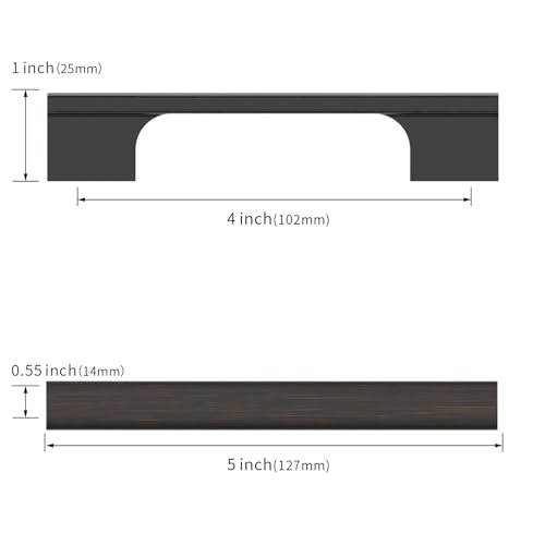 Asidrama 10 Pack 4 Inch(102mm) Oil Rubbed Bronze Cabinet Pulls Kitchen Cabinet Handles Cabinet Pulls Cabinet Hardware for Cupboard Drawer - color: Oil Rubbed Bronze, size: 4" Hole Center(102mm)