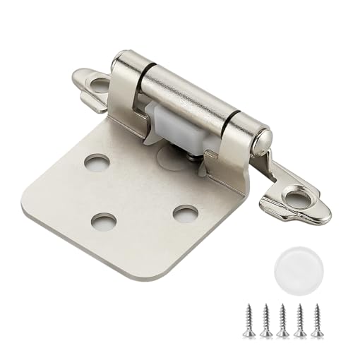 Satin Nickel Cabinet Hinges Self Closing, 1/2 Inch, 10 Pack (5 Pairs) - color: Satin Nickel, size: 1/2 inch Overlay