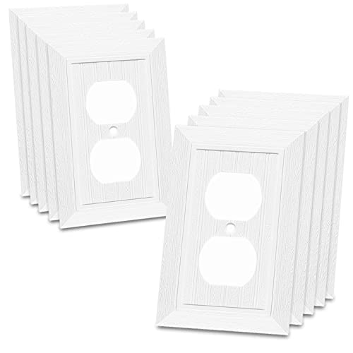 Modern Decorative Wall Plate Retro Wood Grain design Switch Cover Outlet Cover for Light Switch, Smart Switch, Dimmer, GFCI, USB Outlet (Duplex Outlet 10-Pack) - size: Duplex Outlet 10-Pack