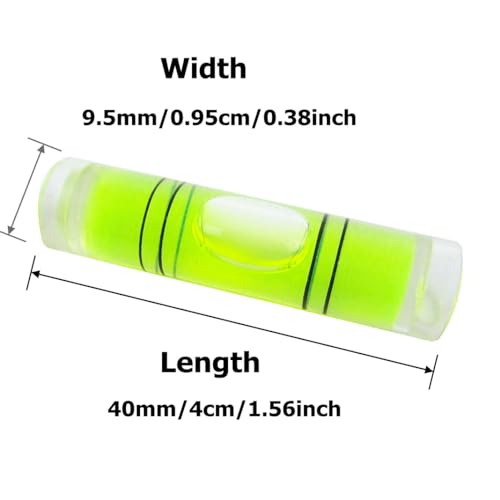 8 Pieces Mini Cylindrical Level Small Horizontal Bubble Levels 9.5x40mm Bubble Spirit Level Measuring Layout Tools