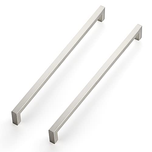 Ravinte Brushed Nickel Square Cabinet Handles & Pulls 12-3/5 Inch 10 Pack - size: 13 in (12-3/5 in Hole Center)
