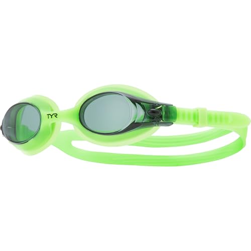 TYR Kids' Swimple Goggles - Colorful Swim Goggles for Beginners - color: Smoke/Green