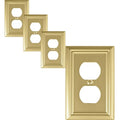 OKAWYC Single Duplex Outlet Light Switch Cover Adler Metal Wall Plate, 4-Pack Brushed Brass 1 Gang, for Receptacle Light Switch, Switch Cover Decorative Wallplate, Durable - size: 1 Duplex