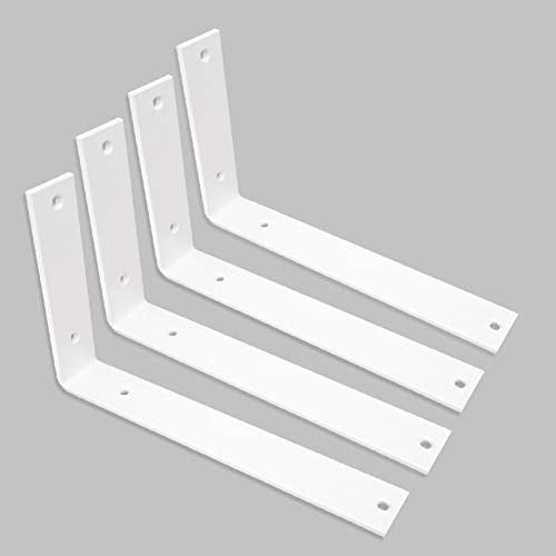 WINKER Shelf Bracket 10 Inch Heavy Duty White Brackets for Shelves Corner L Bracket for Wall Shelves Metal Iron Shelf Brackets - color: White-4pack, size: 10"Lx6"Wx1.5"W