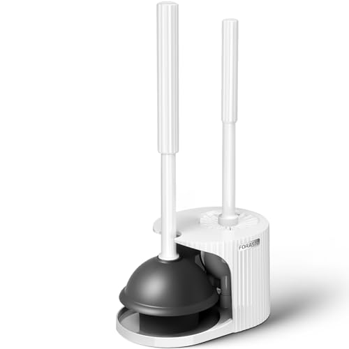 FORASTO 2in1 Toilet Brush & Plunger Set, Bathroom Essentials for Apartment - color: Pearl White, size: 1Pack