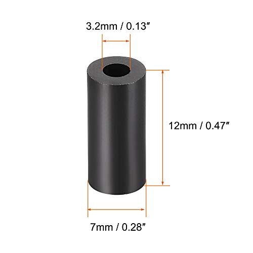 uxcell Nylon Round Spacer Washer 3.2mm ID 7mm OD 12mm Height for M3 Screws Black 100Pcs - size: 3.2mmx7mmx12mm