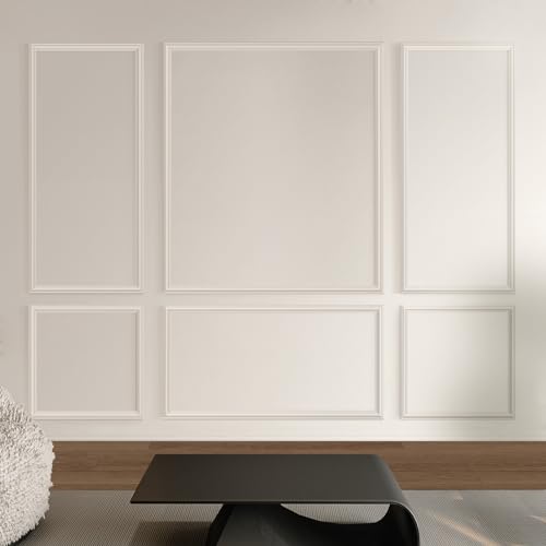 Pre-Cut Peel and Stick Wall Molding Kit Wainscoting Trim- Self Adhesive Premade Accent Panel Chair Rail for Interior Moulding Home Decor Accent Wall Set of 6 pcs - 3 Top 3 Bottom, Ready to Assemble - size: (54×24+24×24) x2 + (54×48+24×48)