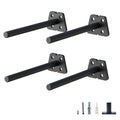 NEODROP 4-Pack 4 Inch Hidden Floating Shelf Bracket, Heavy Duty Blind Shelf Support Hardware | Invisible Wall Brackets for Kitchen, Fireplace Mantel Wood Shelves | Black Powder Coated Solid Steel - size: 4 Inch, style: 4 Pack