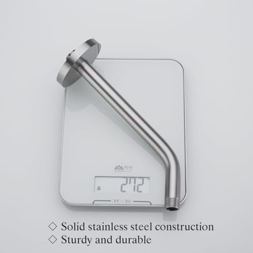 RANDOM 10 Inch 90 Degree Shower Arm with Flange Brushed Nickel Rain Shower Head Extension Arm.RD91018-10-BN - color: 10″ Brushed Nickel(Round Flange)