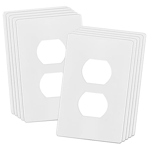 ENERLITES Screwless Duplex Wall Plate Covers, Child Safe Receptacle Outlet Covers, Size 1-Gang 4.68"x 2.93",Unbreakable Polycarbonate Thermoplastic,SI8821-W-10PCS,Glossy, White, 10 Pack - color: White, size: Screwless