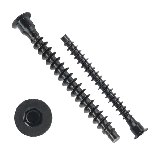 M7 x 50mm Confirmat Screws Black 50 PCs, Hex Socket Drive Countersunk Furniture Connecting Self-Tapping Screw Set Carbon Steel Zinc Plated - color: Black, size: M7x50mm