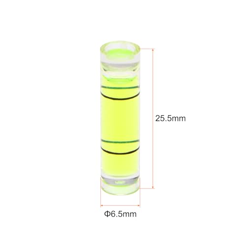 HARFINGTON 6pcs Small Cylindrical Bubble Level Vials 6.5x25.5mm PMMA Mini Horizontal Bubble Spirit Level Measuring Layout Tools for RV TV Picture Frame Hanging Tool Leveler - size: 6.5x25.5mm