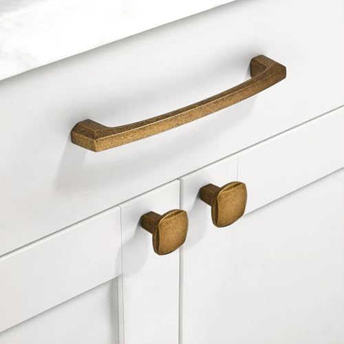 Asidrama 10 Pack 5 inch Antique Brass Kitchen Cabinet Handles - color: Antique Brass, size: 5" Hole Center(128mm)