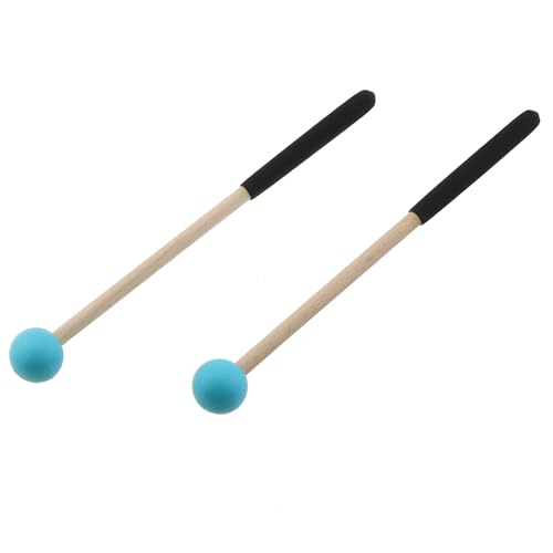 8-inch Rubber Head Wooden Handle Percussion Mallets, Blue Drum Sticks for Xylophone and Glockenspiel