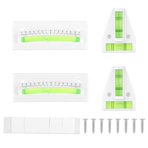 Penitue 4pcs RV Level Bubble, Rectangular and T-Type Camper Trailer Small Level Gauge Kit Stick-On or Screw Mount Mini Levelers for RV Camper Truck Travel Trailer Motorhome Tripod Leveling System