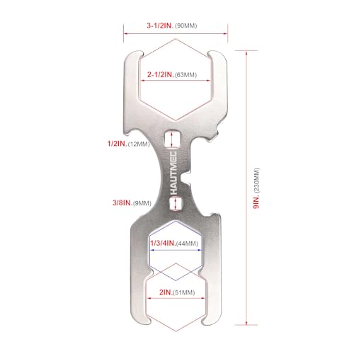 HAUTMEC 3 Way Plumber's Sink Strainer Wrench/Spud Wrench, Fits 1-3/4 inch, 2 inch and 2-1/2 inch Pipe Nuts, Multifunction Tool with 3/8-inch and 1/2-inch Square Drive Holes - color: 3 Way Wrench