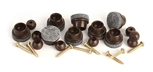 GorillaFelt CB259 Swivel Glide Felt Floor Protectors (8 Chair Protectors) Screw On Felt Furniture Sliders for Angled Chair Legs, 1 Inch Round Glides - size: Felt Glide 8 Pack