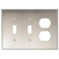 Henne Bery Soft Modern Decorative Wall Plate Switch Plate Outlet Cover (Double Toggle/Single Duplex, Satin Nickel) - style: Double Toggle/Single Duplex