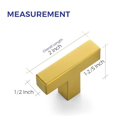 Ravinte 10 Pack Gold Square Bar Cabinet Knobs 2 Inch Kitchen Handles - color: Gold