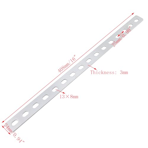 16" Flat Straight Brace Brackets, 16 Screw, Stainless Steel