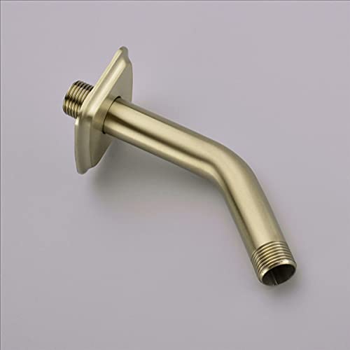 TRUSTMI Shower Arm with Flange, Angled 6-Inch Stainless Steel Replacement Pipe, Wall Mounted Tube for Bathroom Shower Head, Brushed Gold - color: Brushed Gold