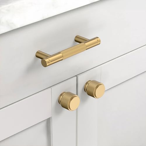 Asidrama 10 Pack 3 Inch(76mm) Champagne Bronze Cabinet Pulls Knurled Cabinet Handles Cupboard Handles Kitchen Cabinet Hardware for Cupboard Drawer Pulls - color: Champagne Bronze, size: 3" Hole Center, style: 10 Pack