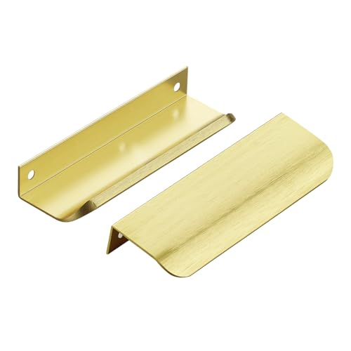 Gold Cabinet Handles Finger Edge Pulls 4.75 Inch CC 10 Pack - color: Gold, size: 120mm/4.72" Overall Length