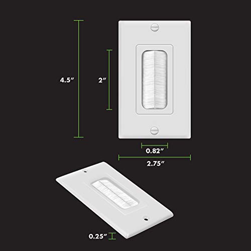 TOPGREENER 1-Gang Bristled Brush Pass-Through Wall Plate, 2-Pack - size: 1-Gang (4.50" x 2.75")
