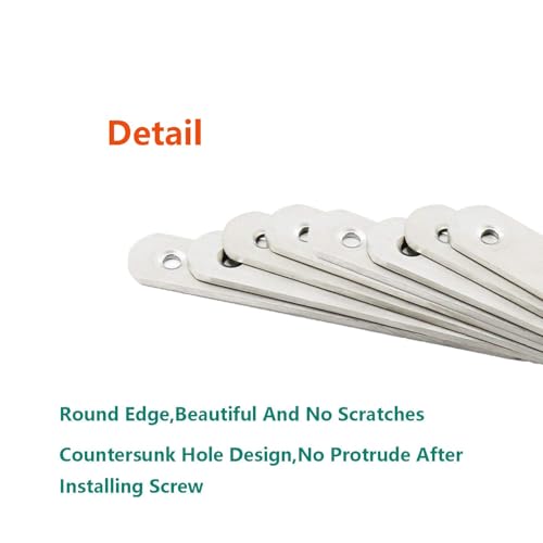 4 Pack Flat Mending Plate for Wood,ULIFESTAR Stainless Steel Straight Brackets 200mm / 8" Length 6 Screw Hole Flat Repair Fixing Wood Brace Joining Plates Connector with Fixing Screws - size: ['200x20x3mm']