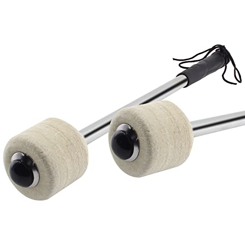 Jiozermi 2 Pcs Drum Mallet, Beige White, 13.8 Inches - color: Beige White