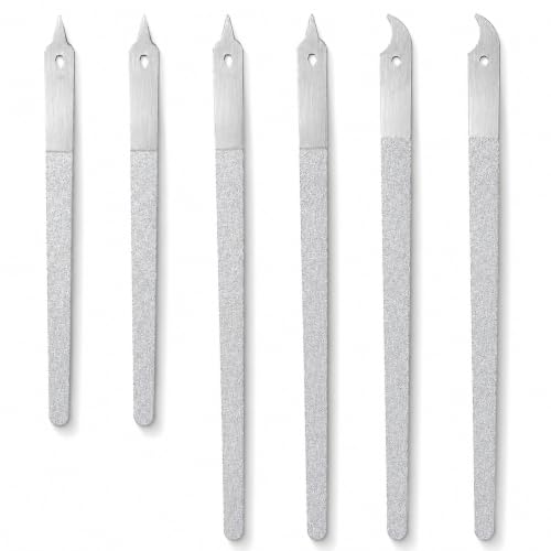 6 Pcs Stainless Steel Nail File Set, Professional Double Sided Metal Nail Files with Sharp Pointed Tip for Natural and Acrylic Nails, Heavy Duty Manicure Pedicure Tools for Thick Toenails (6 & 8 Inch)
