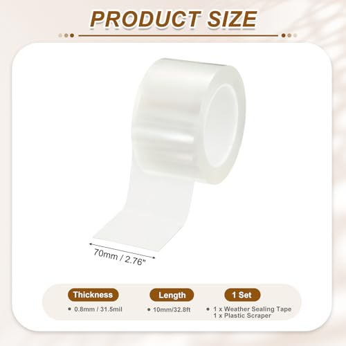 uxcell Window Weather Sealing Tape, 2.8 Inch x 32.8 ft (31.5mil Thick) - size: 2.8 Inch x 32.8 ft x 31.5mil