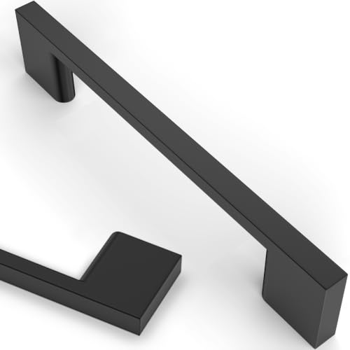 10 Pack 5 Inch(128mm) Cabinet Pulls Matte Black Kitchen Cabinet Handles Zinc Alloy Drawer Pulls Solid Cabinet Hardware - color: Matte Black, size: 5'' Hole Center(128mm)