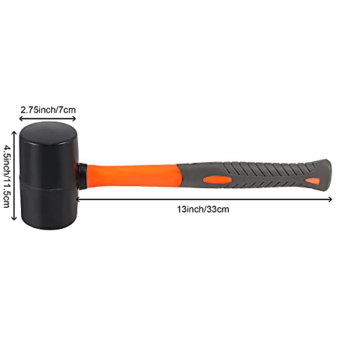 ZOENHOU 2 PCS 32 Oz Black Rubber Mallet Hammer, Solid Rubber Mallet Head with Non Slip Handle, Rubber Hammer for All Projects - color: Black, size: 32 Oz