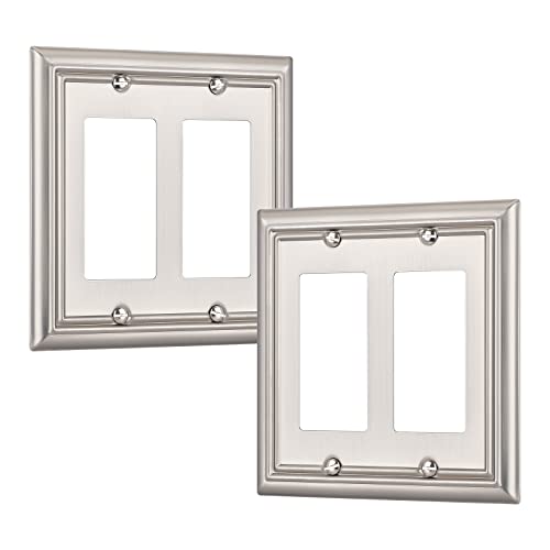 DEWENWILS Double Decorator Wall Plates, Brushed Nickel Outlet Covers - color: Brushed Nickel, size: 2 Decorator 2PK