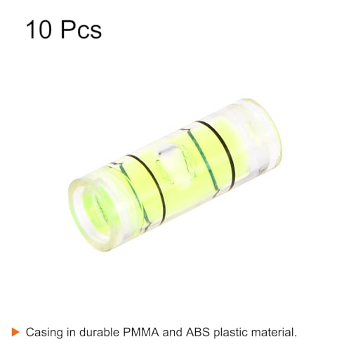 HARFINGTON 10pcs Small Cylindrical Bubble Level Vials 4.5x12mm PMMA Mini Horizontal Bubble Spirit Level Measuring Layout Tools for RV TV Picture Frame Hanging Tool Leveler - size: 4.5x12mm