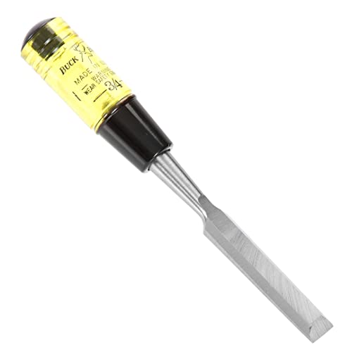 Buck Brothers 120105BC 3/4" Wood Chisel Made in USA, For Paring and Finishing Cuts in Carpentry and Woodworking, Tempered Tool Steel Blade, Mallet-Safe Handle - size: 3/4"