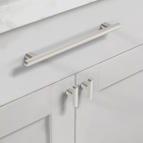 Asidrama 10 Pack 6.3 Inch(160mm) Brushed Satin Nickel Kitchen Cabinet Handles, Cabinet Pulls Kitchen Cabinet Hardware for Cupboard Drawer Pulls - color: Brushed Satin Nickel, size: 6.3" Hole Center, style: 10 Pack