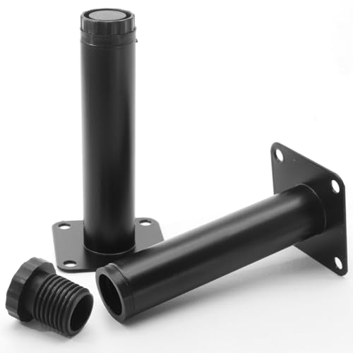 4.7 Inch Adjustable Steel Furniture Legs 4-Pack 1" Dia (Black) - size: 4.7 Inch