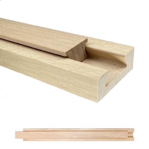 Wood Drawer Slides 18 Inches Bottom Mount Replacement, Solid Wooden Drawer Runners Center Guide Track Rail for Dresser Cabinet Drawer Repair, Cuttable for Old Drawers (1, L002(17.72"))