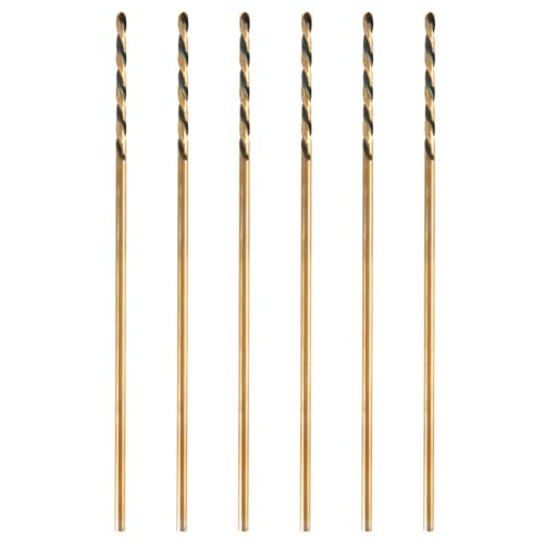 1/8" x 6" Extra Long Drill Bit (6 Pack), Aircraft Extension Drill Bits M2 High Speed Steel for Wood, Soft Metal, Plastic - size: 1/8 in