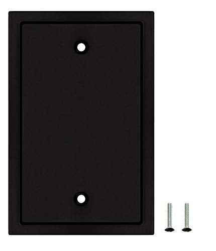 Henne Bery Modern Edge Switch Plate Wall Plate Outlet Cover, Durable Solid Zinc Alloy (Single Blank 2PK, Matte Black) - color: Matte Black, size: Single Blank 2PK