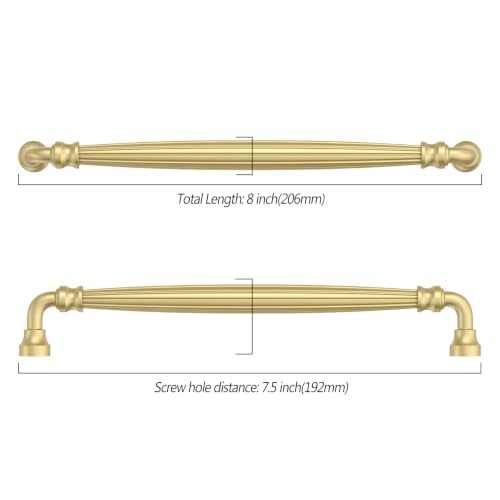 Asidrama 10 Pack 7.5 inch Brushed Gold Kitchen Cabinet Handles - color: Brushed Gold, size: 7.5" Hole Center(192mm)