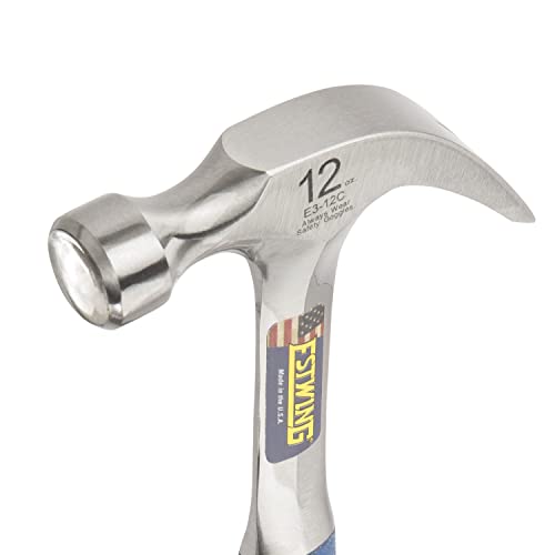 ESTWING Curved Claw Hammer, 12 oz Smooth Face, Shock Reduction Grip, E3-12C - size: 12 oz (Ounces)